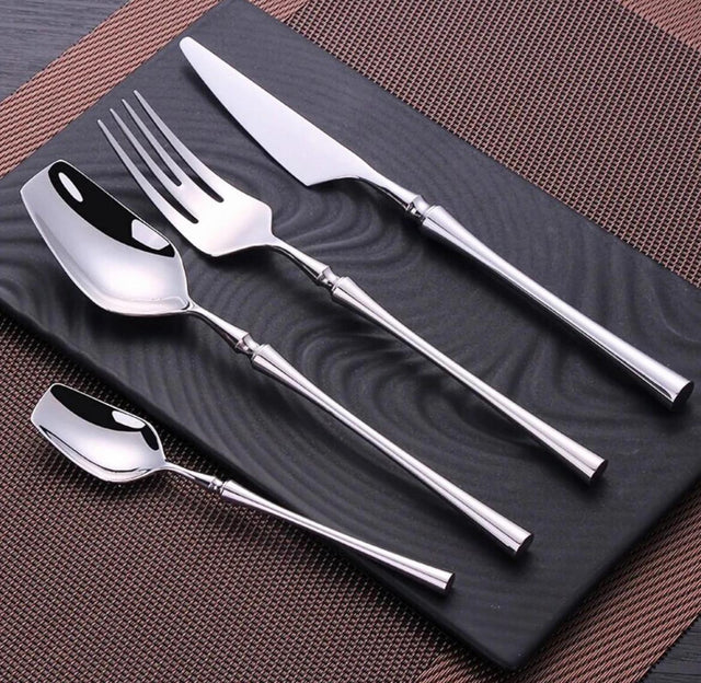 Aerosteel cutlery set, silver stainless steel cutlery sets, cutlery sets of 4, silverware set for 4, exquisite dinnerware, dishwasher safe
