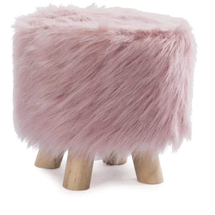 Faux Fur Stool — D 30cm × H 30cm