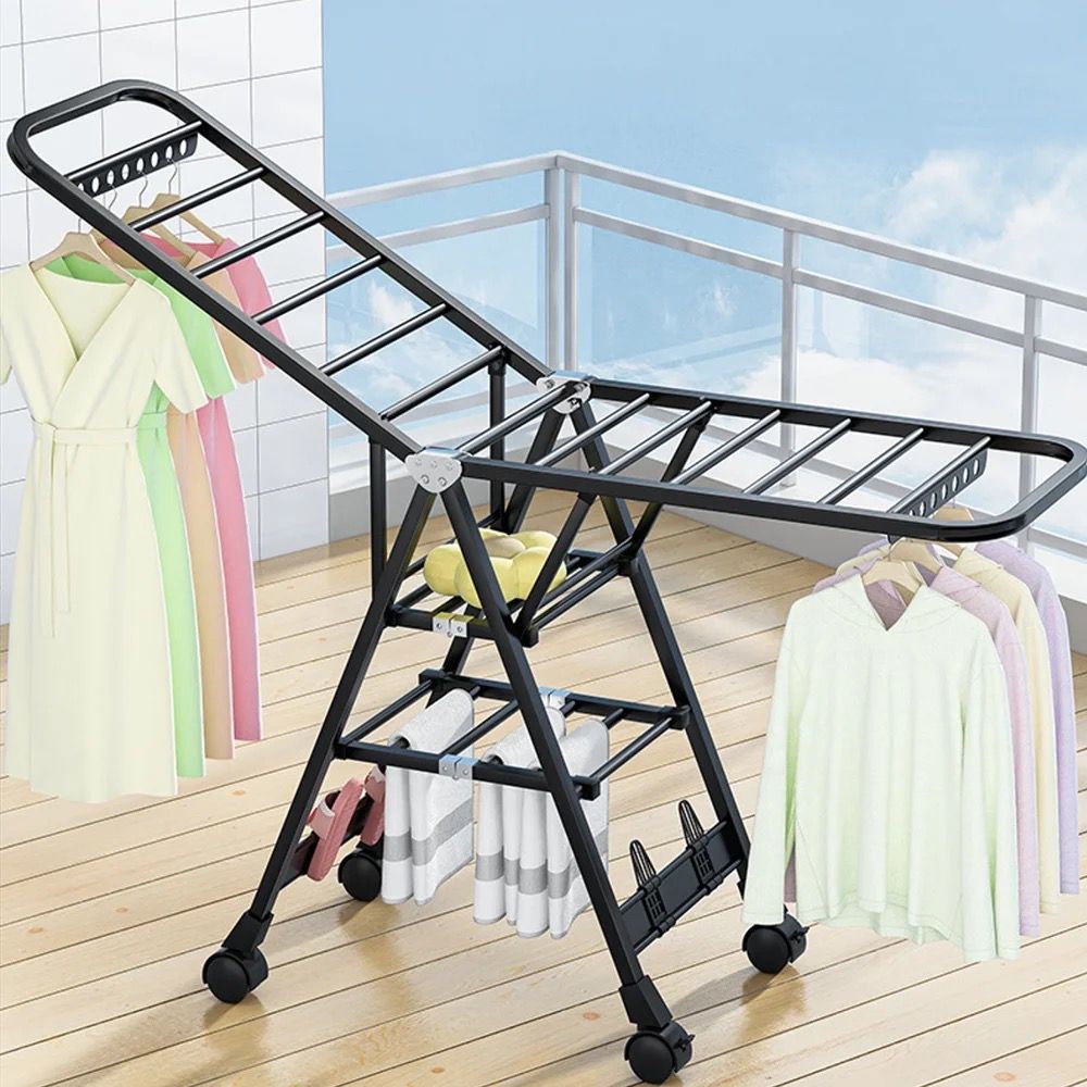 Black Movable Outdoor Drying Rack 1.5M (with wheels)