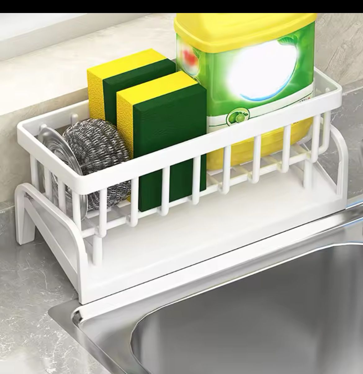 Sink Drain Rack Sponge Holder with a towel hanger