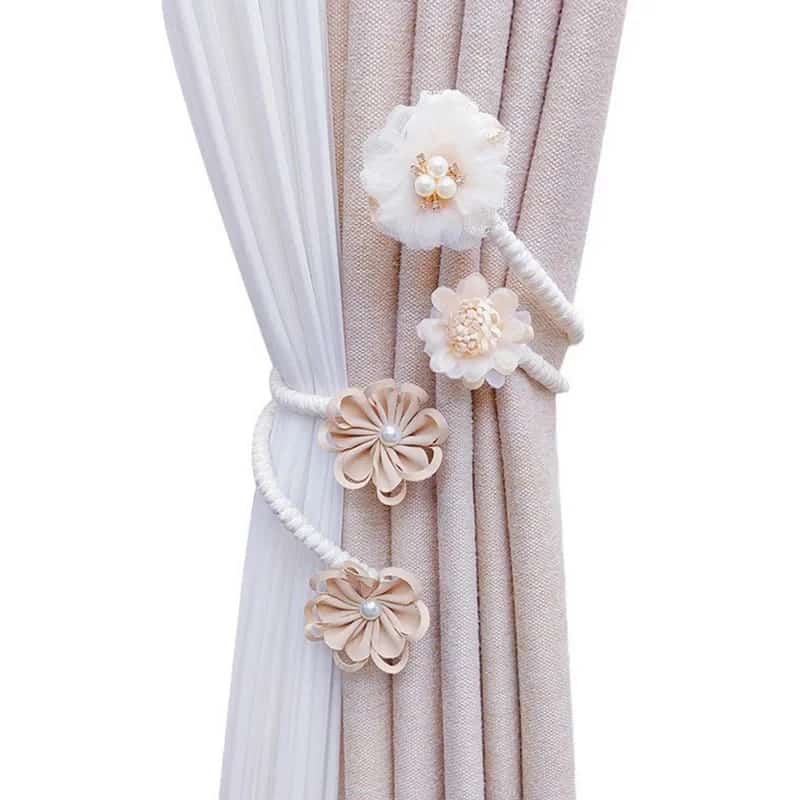 Flower Curtain Hooks Tiebacks Twist Bough Rope Curtain Tie Backs Buckle Clips for Living Room Bedroom Curtain Holder for Drapes