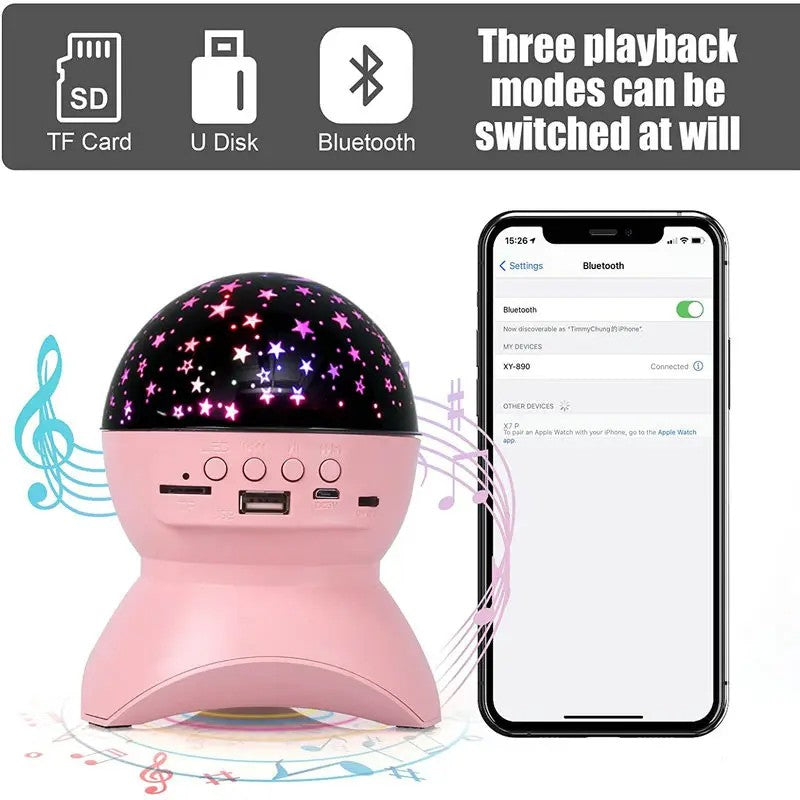 Star Projector Sky Light with Bluetooth Speaker Pink, white and Black