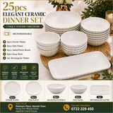 25pcs Elegant Ceramic Dinner Set Kenya – Premium Modern Tableware