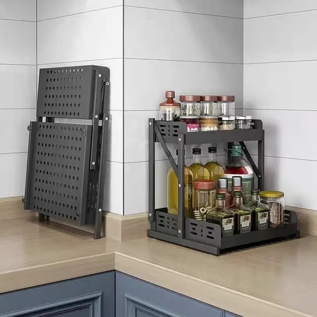 2Tier Multifunctional Foldable Kitchen Spice Rack /Storage Rack