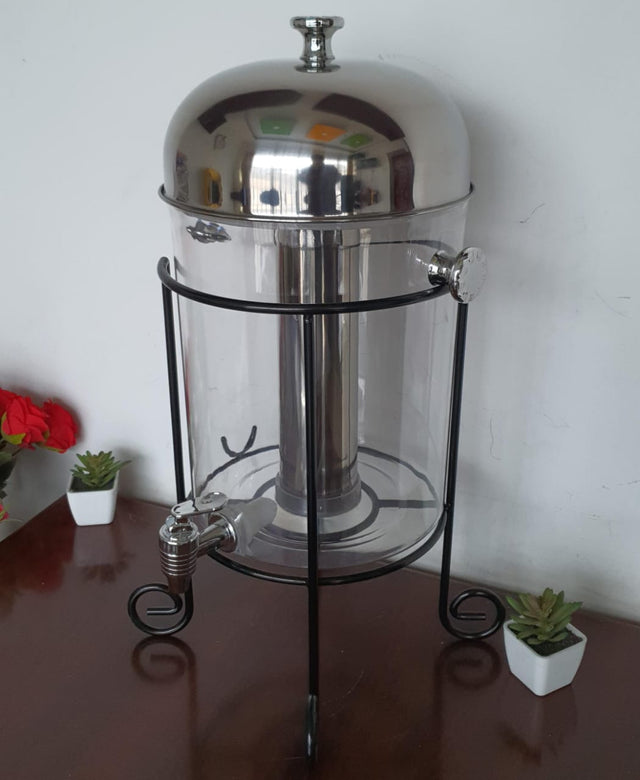 metal frame juice dispenser with stainless steel ice cube