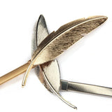 Pair of Feather shape  elastic, Metallic Curtain buckles