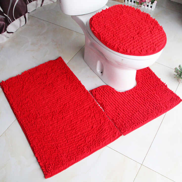 Absorbent Non-slip microfibers 3pcs toilet mat