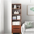 Tall Narrow Bookshelf with Drawers Walnut Finish | iDecorators Kenya