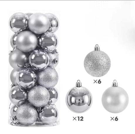 Christmas Decorative Tree Balls silver red and gold 24pcs per set • 3 cm diameter