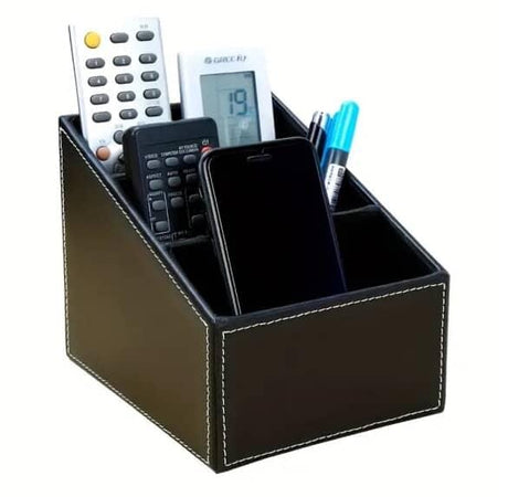 Multi-Compartment Leather Desk / Remote Organizer