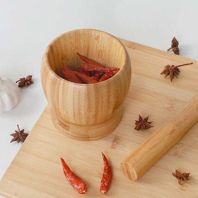 Wooden pestle && Masher Bowl