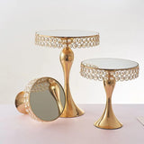 Gold Crystal Rim Cake Stand 3-piece set (20 cm, 25 cm, 30 cm)