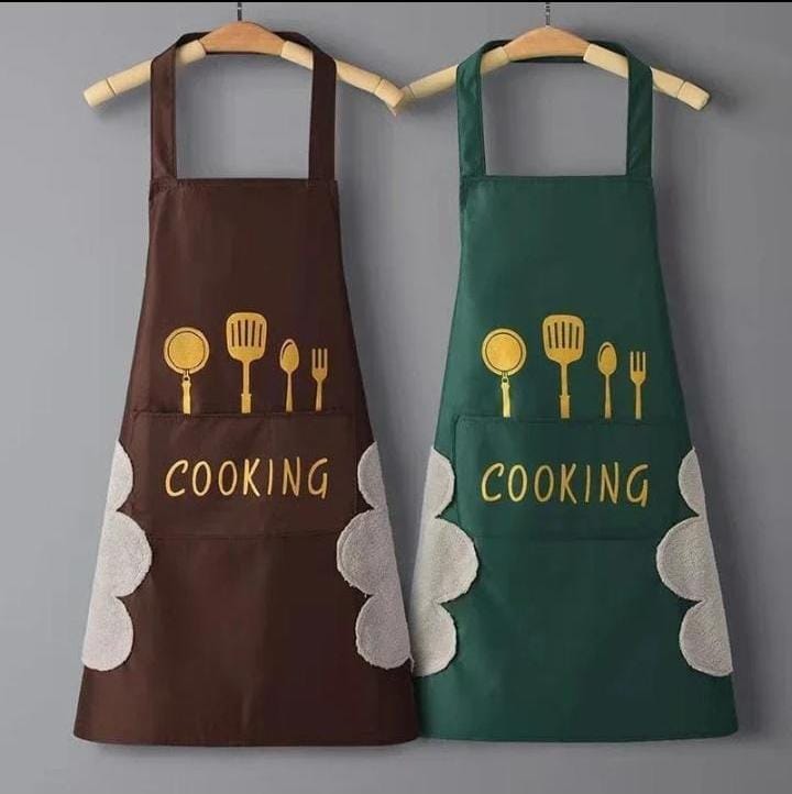 Hand-Wiping Kitchen Cooking Apron – Oil-Proof Adult Apron