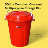 Multipurpose plastic storage bin with side clips — 50 litres