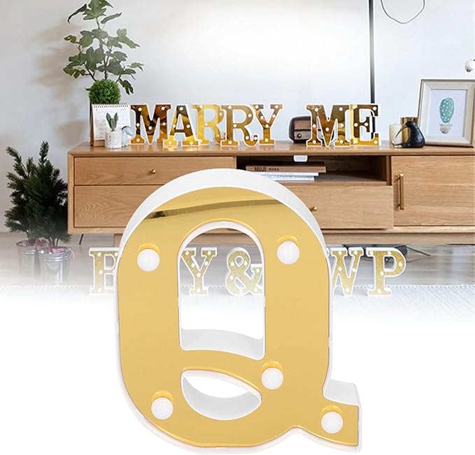 Golden Letter Light Q Shape Letter Light LED Letter Decoration Wedding Lighting Birthday Party Decoration Decoration