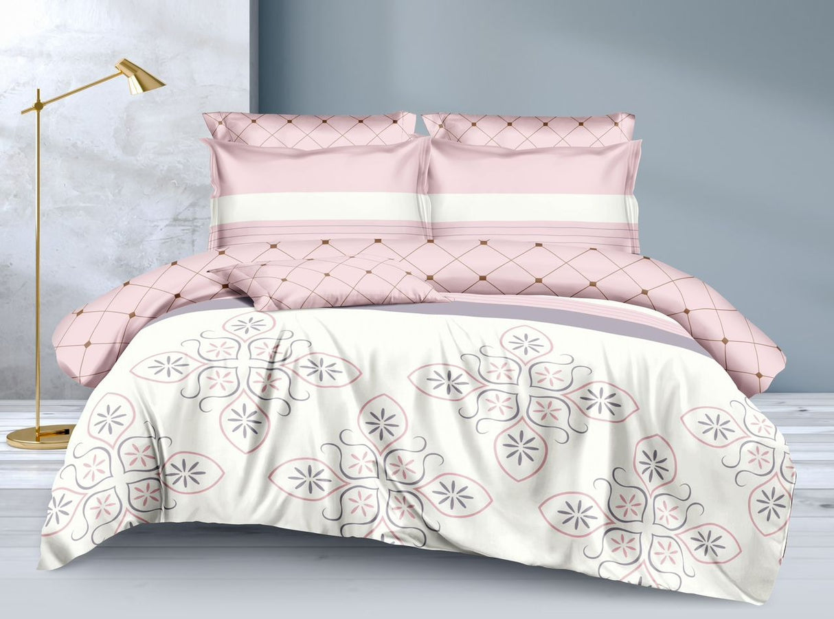  12 pcs duvet set Size - 6by7
1pc duvet 
1pc flat bedsheet
1pc fitted bedsheet
4pcs pillow cases
1pc sausage pillow 
2pcs throw pillows 
2 pair reusable sandals
