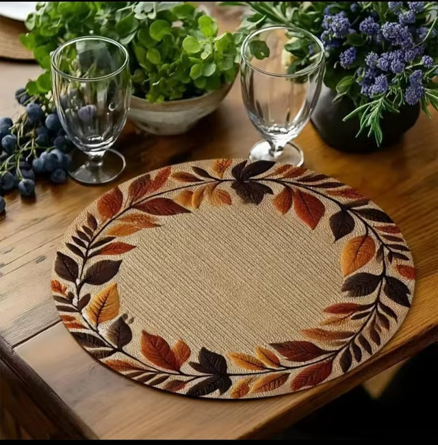 Falling Leaves Round Dining Table Placemats – 38cm