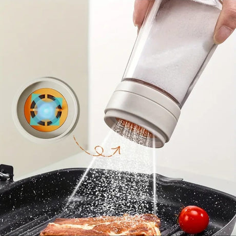 Glass Spice Shaker Bottle with Adjustable Lid for Salt, Pepper, Herbs and Seasonings. Refillable seasoning dispenser with fine and coarse sprinkle settings.