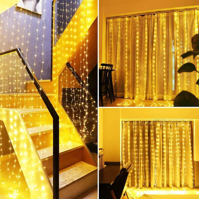 3M×3M CURTAIN LIGHTS WITH REMOTE warm