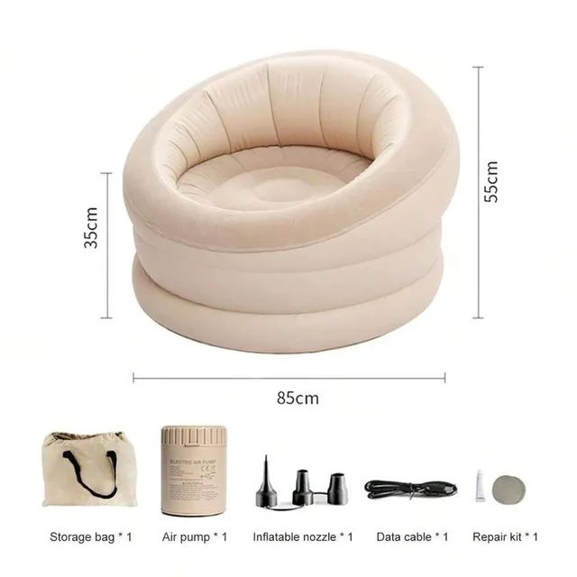 Inflatable Sofa Indoor / Outdoor Single Person Automatic Air Cushion Slouchy Camping Lounge Chair Portable Picnic Recliner