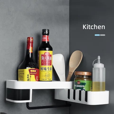 Rotating corner bathroom organizer