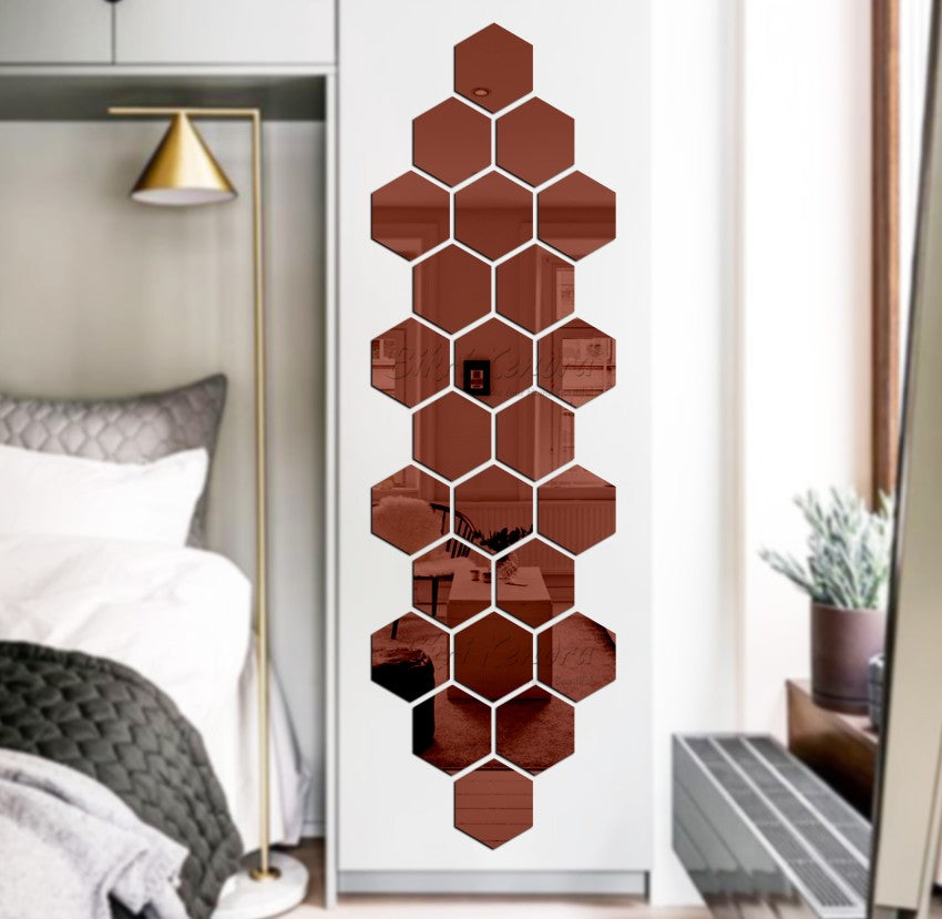 Hexagonal shape Acrylic Mirrors set of 12 mirrors