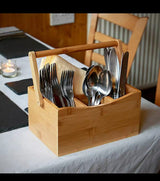 Portable countertop/kitchen cutlery organizer with handle.