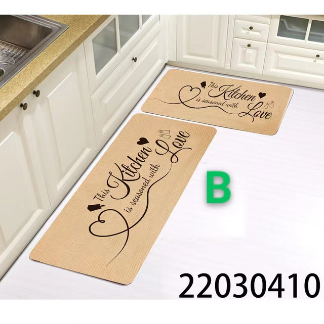2 Pcs Rubber Kitchen Mat With Anti-Slip Bottom
