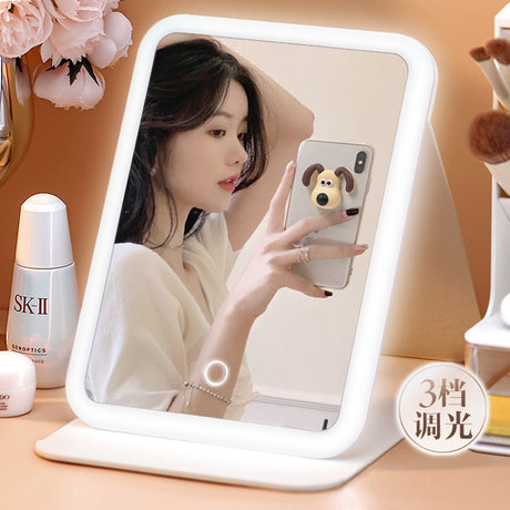 Rechargeable Travel Make-Up Mirror

Lighting: Three-color stepless dimming – warm, natural, and cold light

Design: No-frost, hard anti-scratch material

Battery: 2000mAh rechargeable battery

Stand: Adjustable stand

Mounting: Can be wall-mounted or placed on a surface