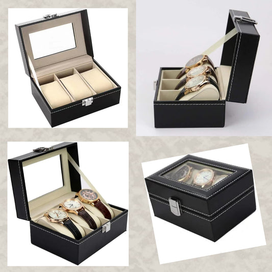 3 Slots Jewelry Box And Watch Storage Box Finished With Leather