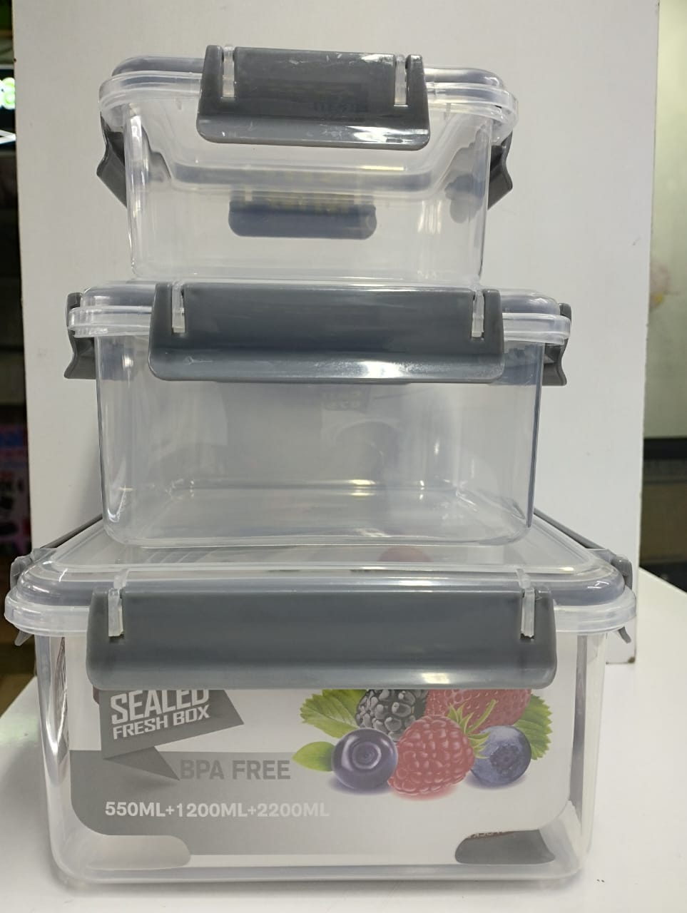 Refrigerator Storage Box with Airtight Seal Lids / Portable Lunch Box set with cutlery