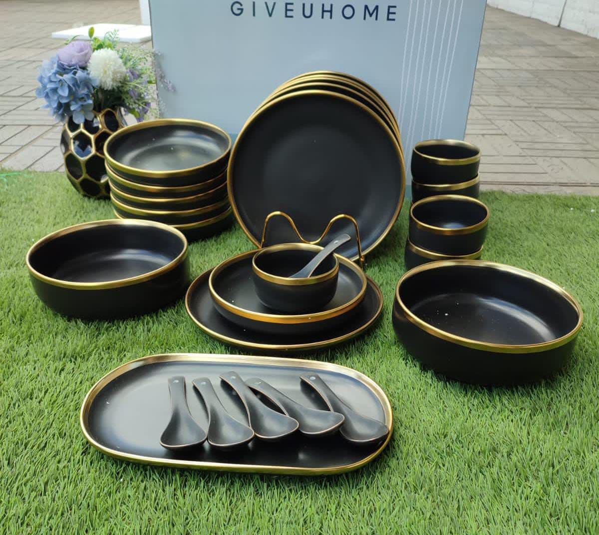 27pcs Dinner Set with gold rim