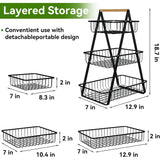 Triangular 3-Layer Metal Fruit Rack — 47 cm Height