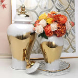 Porcelain   Pattern  Ginger Pot  Flower Vase Home Furnishing Decoration Gold Vintage Bottle
