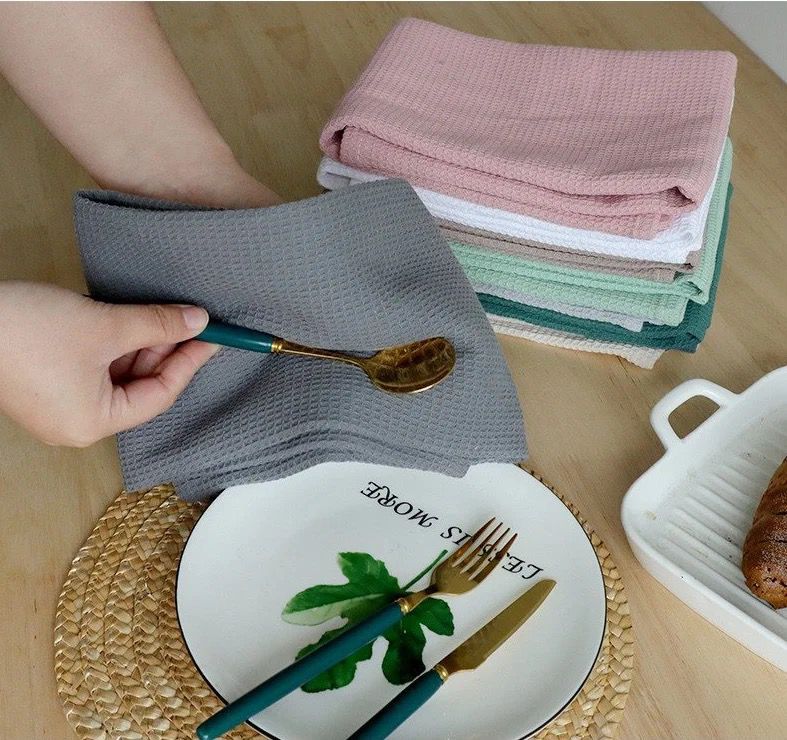 Set of 2  Super Absorbent Kitchen  Cotton  Waffle  Tea Towels.