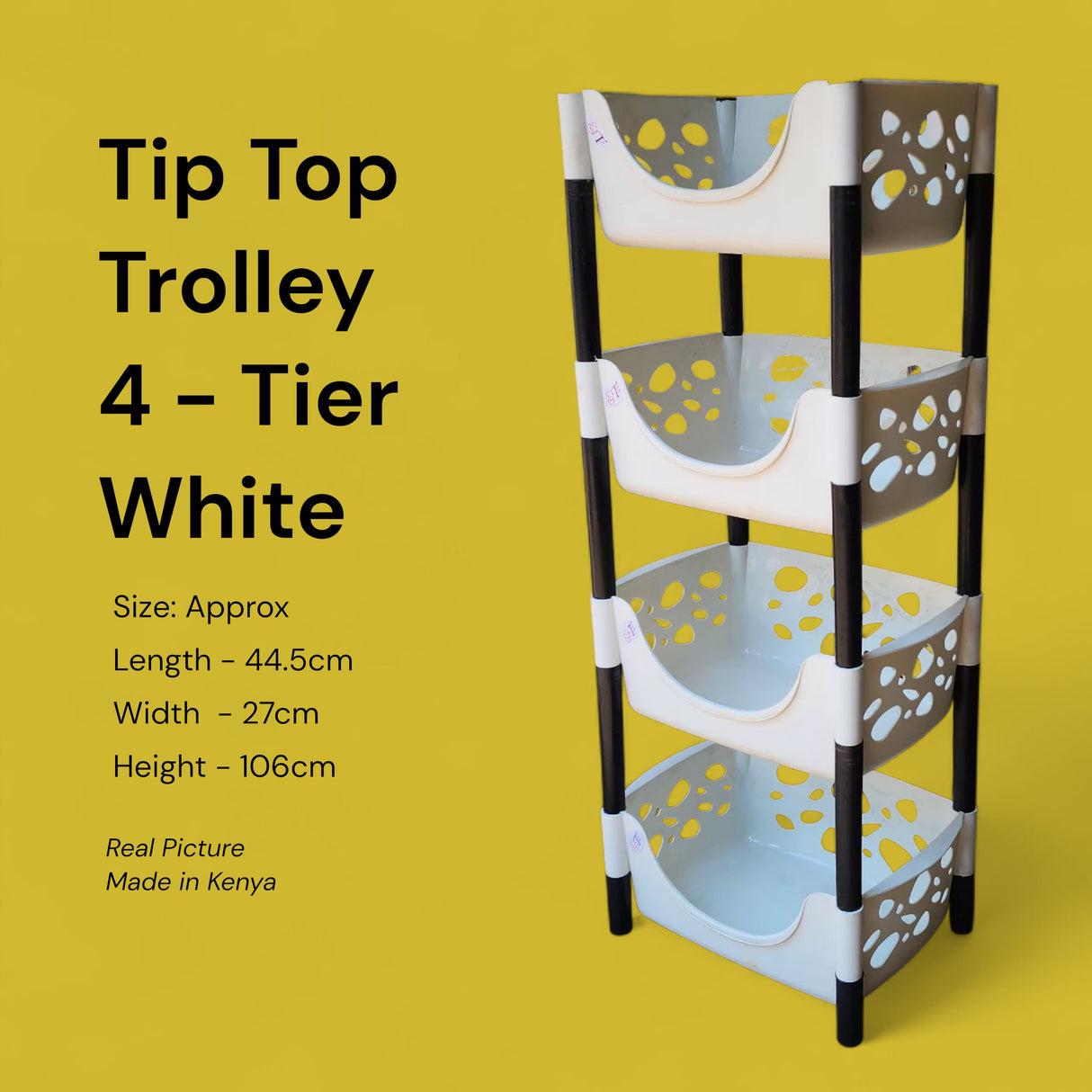 Tip Top 4-Tier Storage Trolley — White