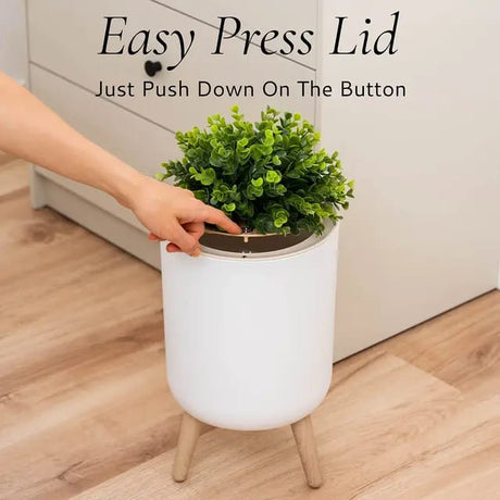 Nordic Style Garbage Container With Wood Grain Cover
