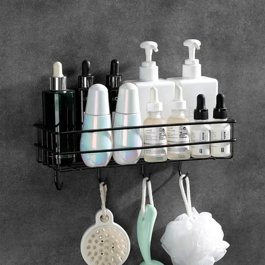 Bathroom organizer with hooks