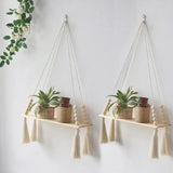Macrame Wall Hanging Shelf — 55 cm height by 35 cm length by 9.5 cm width