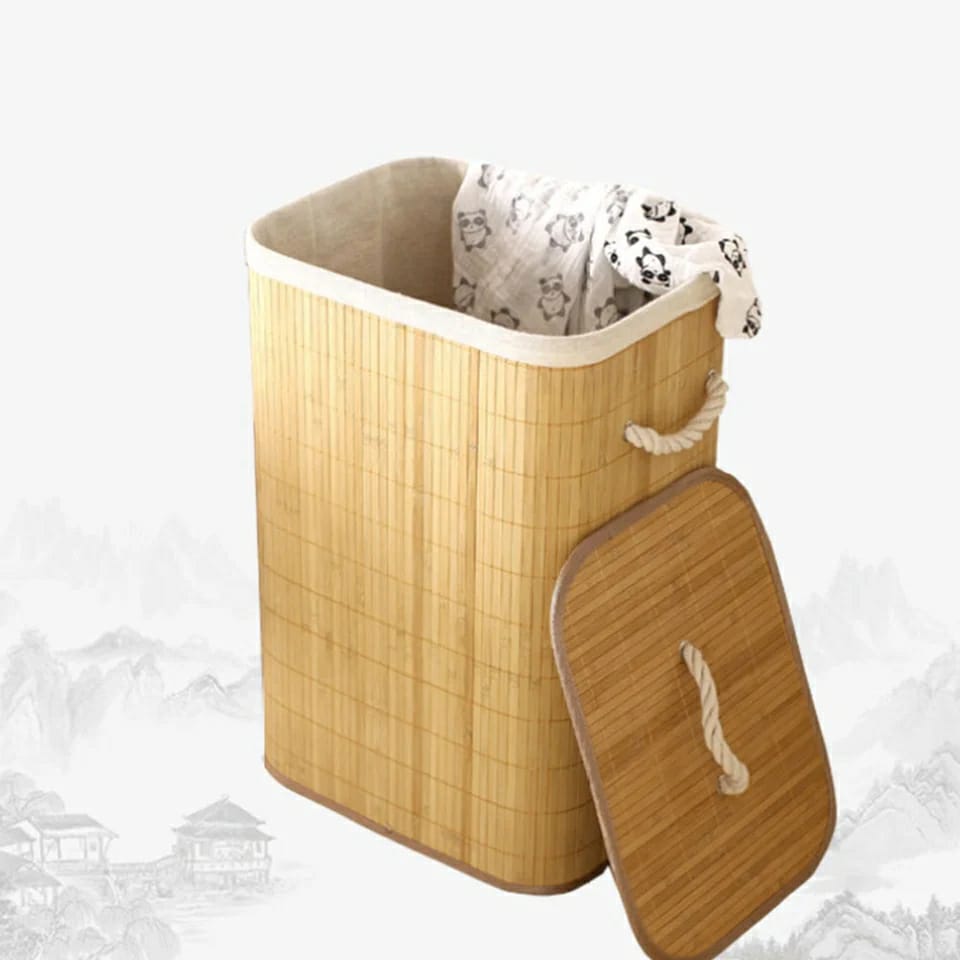 FOLDABLE LARGE CAPACITY Wooden laundry basket