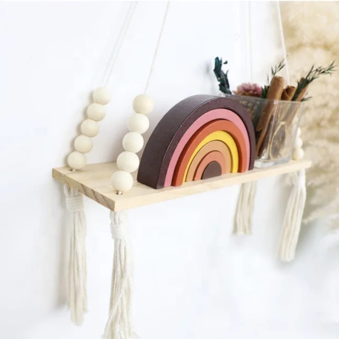 Macrame Wall Hanging Shelf — 55 cm height by 35 cm length by 9.5 cm width