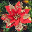 Christmas Tree Flower Décor — Gold / Red 20–25 cm diameter