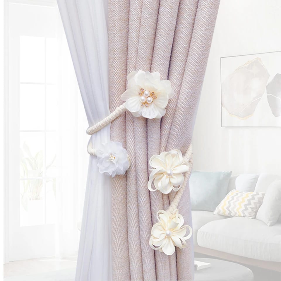 Flower Curtain Hooks Tiebacks Twist Bough Rope Curtain Tie Backs Buckle Clips for Living Room Bedroom Curtain Holder for Drapes