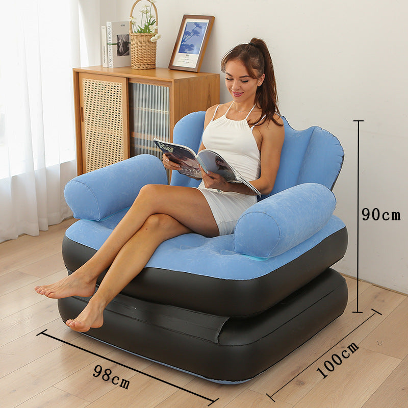 inflatable Couch lazy Sofa bed with L-shaped armrest / 1 Seater Sofa pull out bed