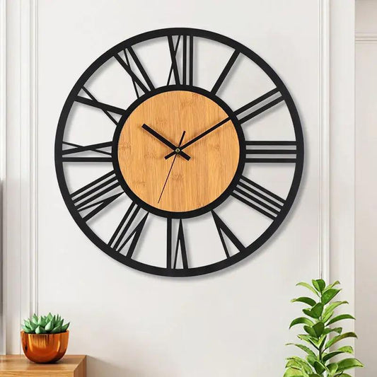 Antique Wall Clock with Bamboo Detail