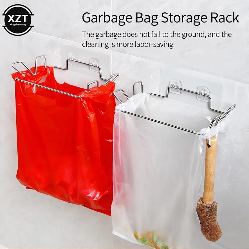 Metallic trash bag hanger