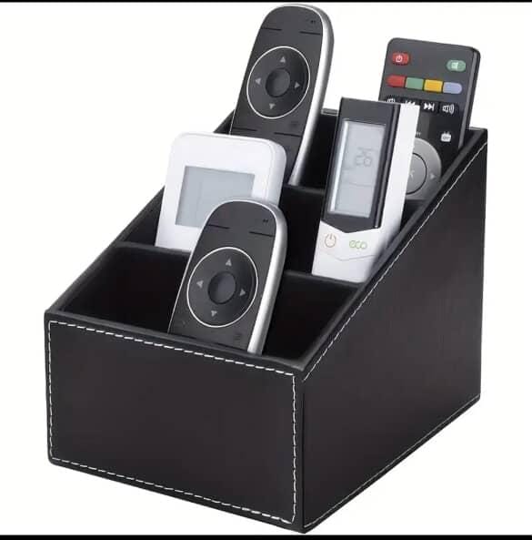 Multi-Compartment Leather Desk / Remote Organizer
