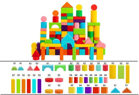  Wooden Blocks Construction Set – Fun andEducational Toy for Kids100pcs