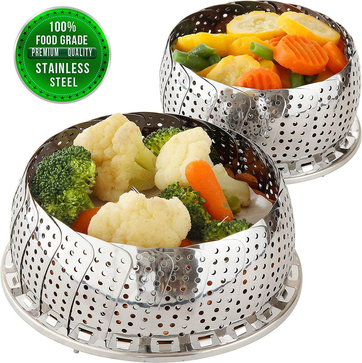 Stainless Steel Steamer Basket / Vegetable Steamer / Folding Mesh Food Basket