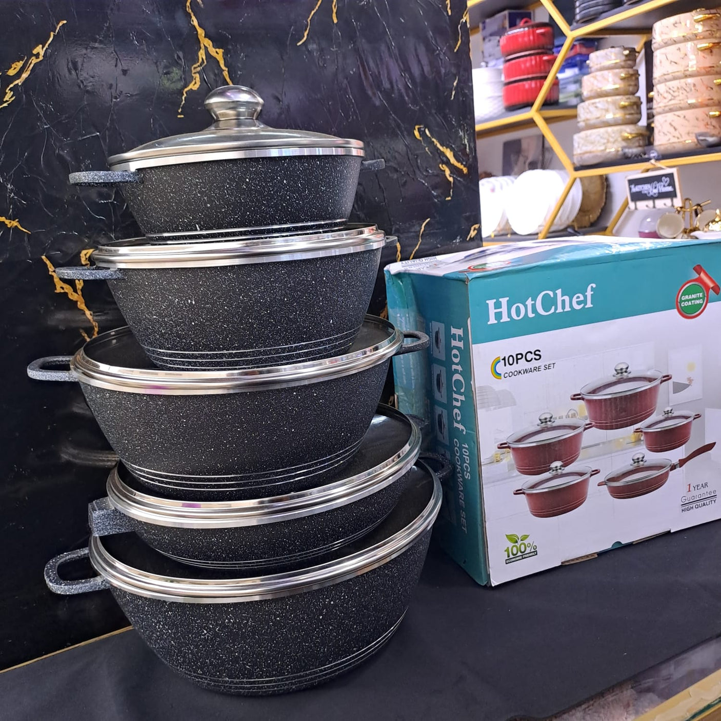 HotChef 10pc Cookware with lid covers_